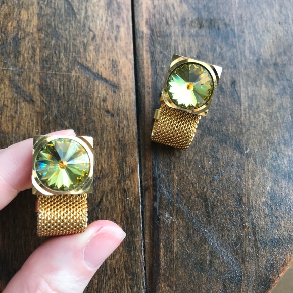 Mens Gold GQ Cufflinks 1960s RARE Austrian Crystal - Picture 2 of 7